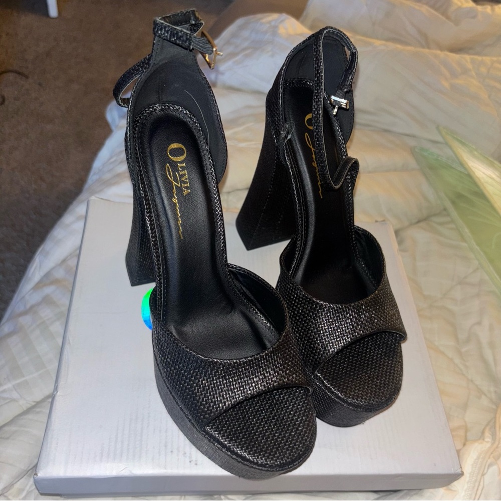 Sharlena Platform Black Heels